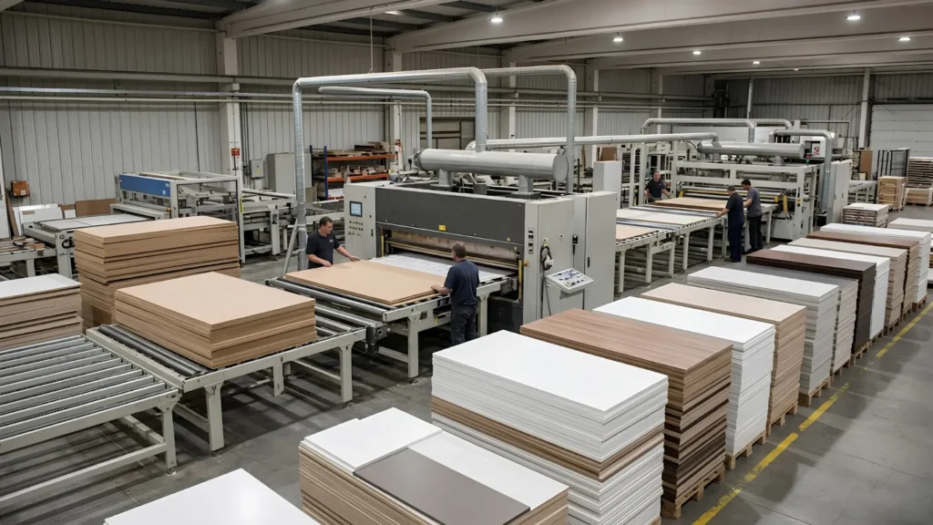 MDF board supplier lamination line producing melamine-faced panels