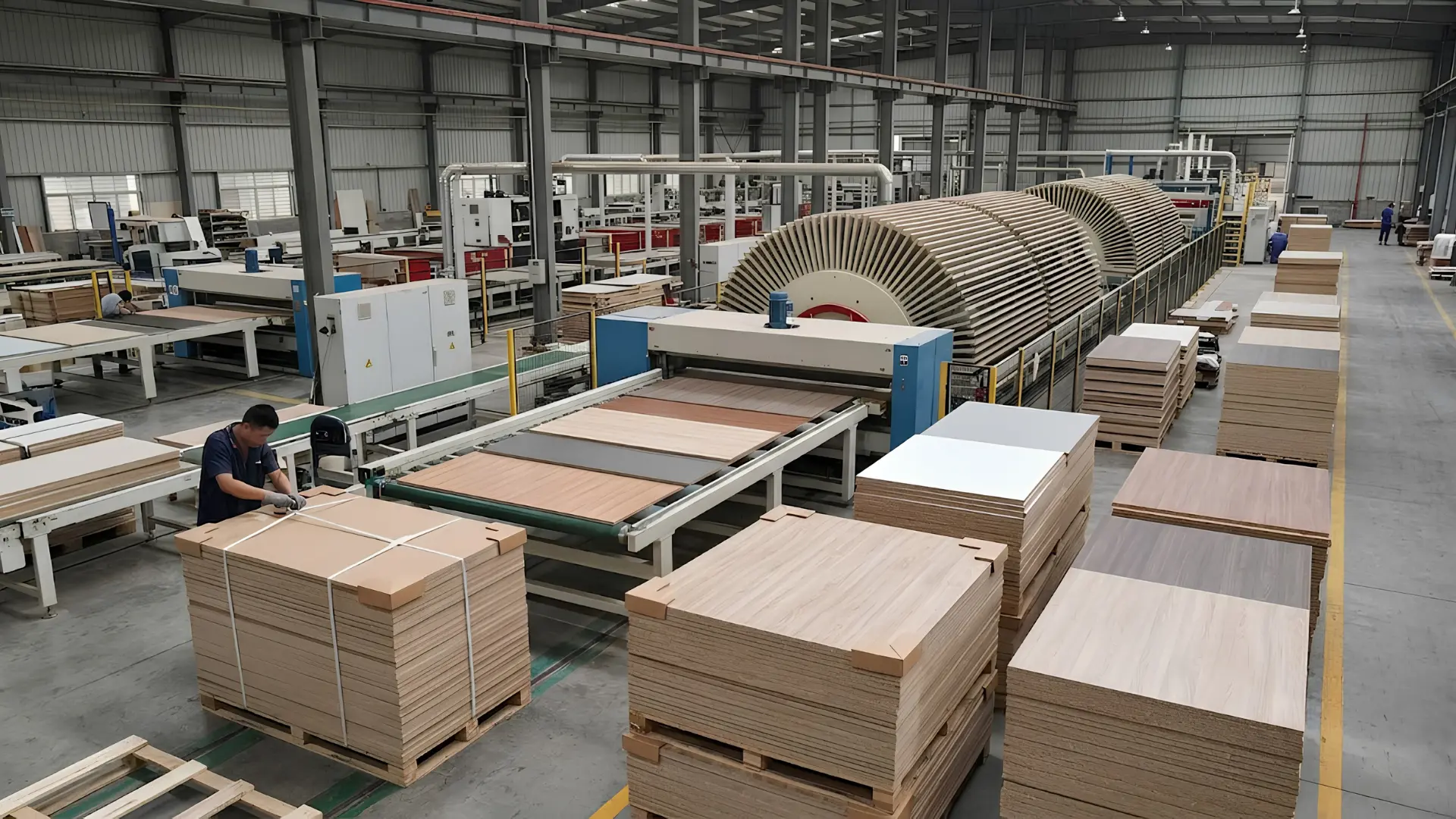Melamine faced chipboard suppliers production line with continuous press