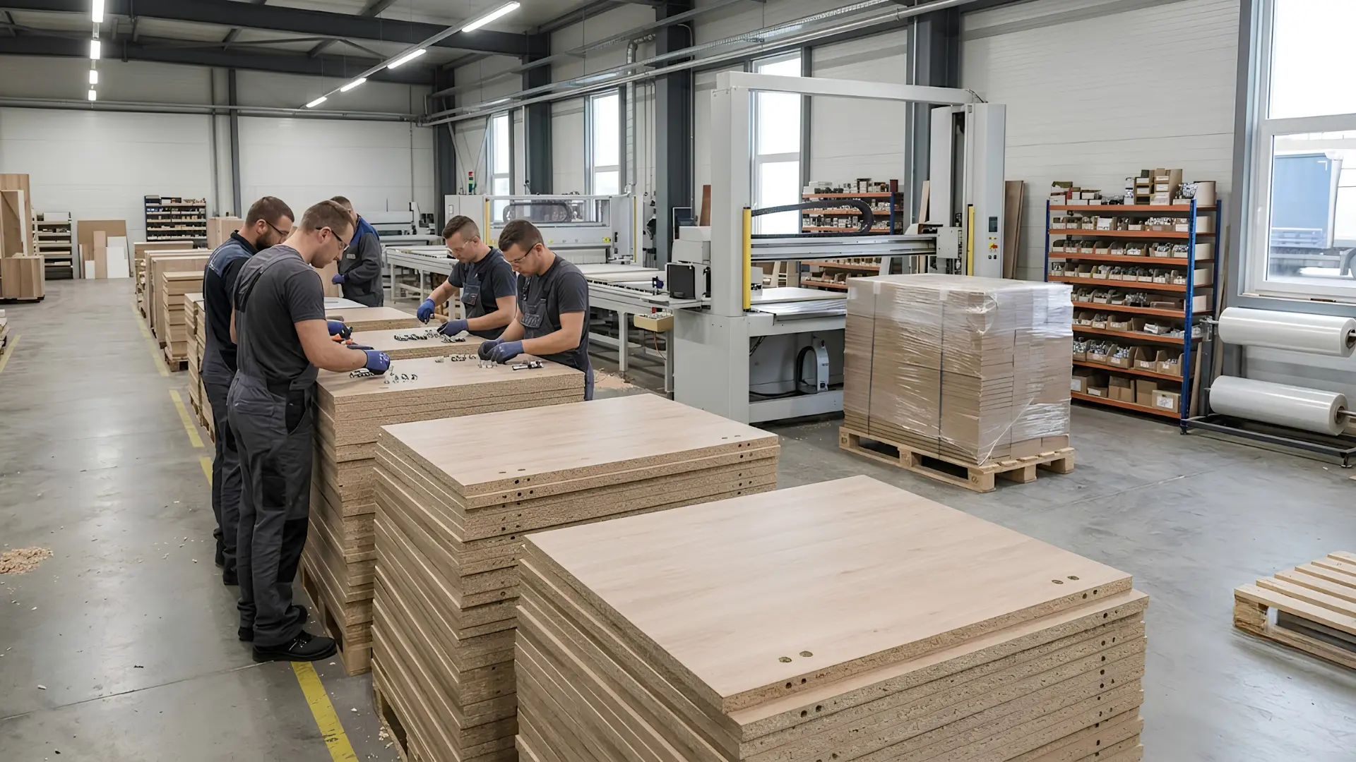 RTA flat-pack furniture panels with pre-drilled fittings and MFC finish